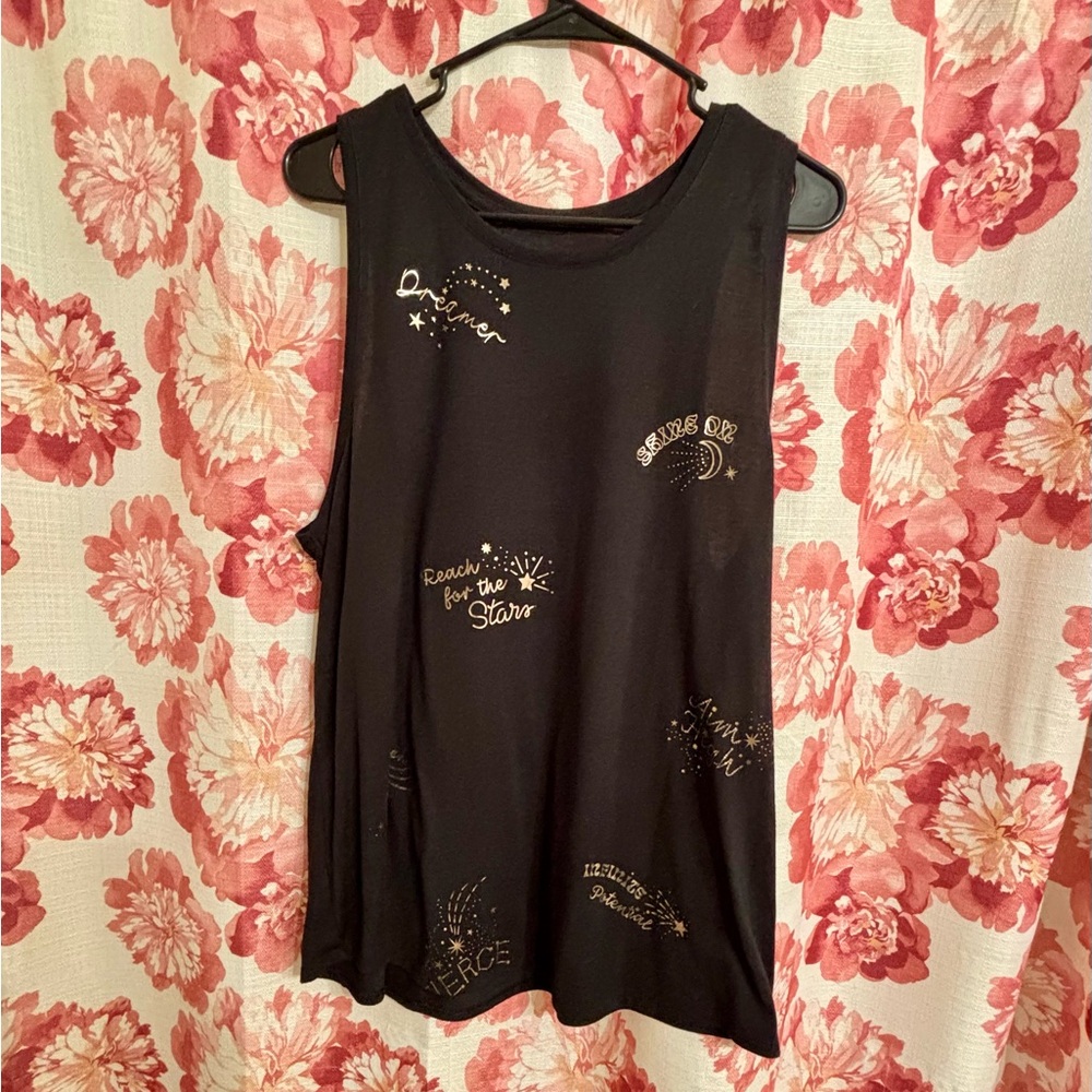 Old Navy Black Graphic Active Muscle Tee